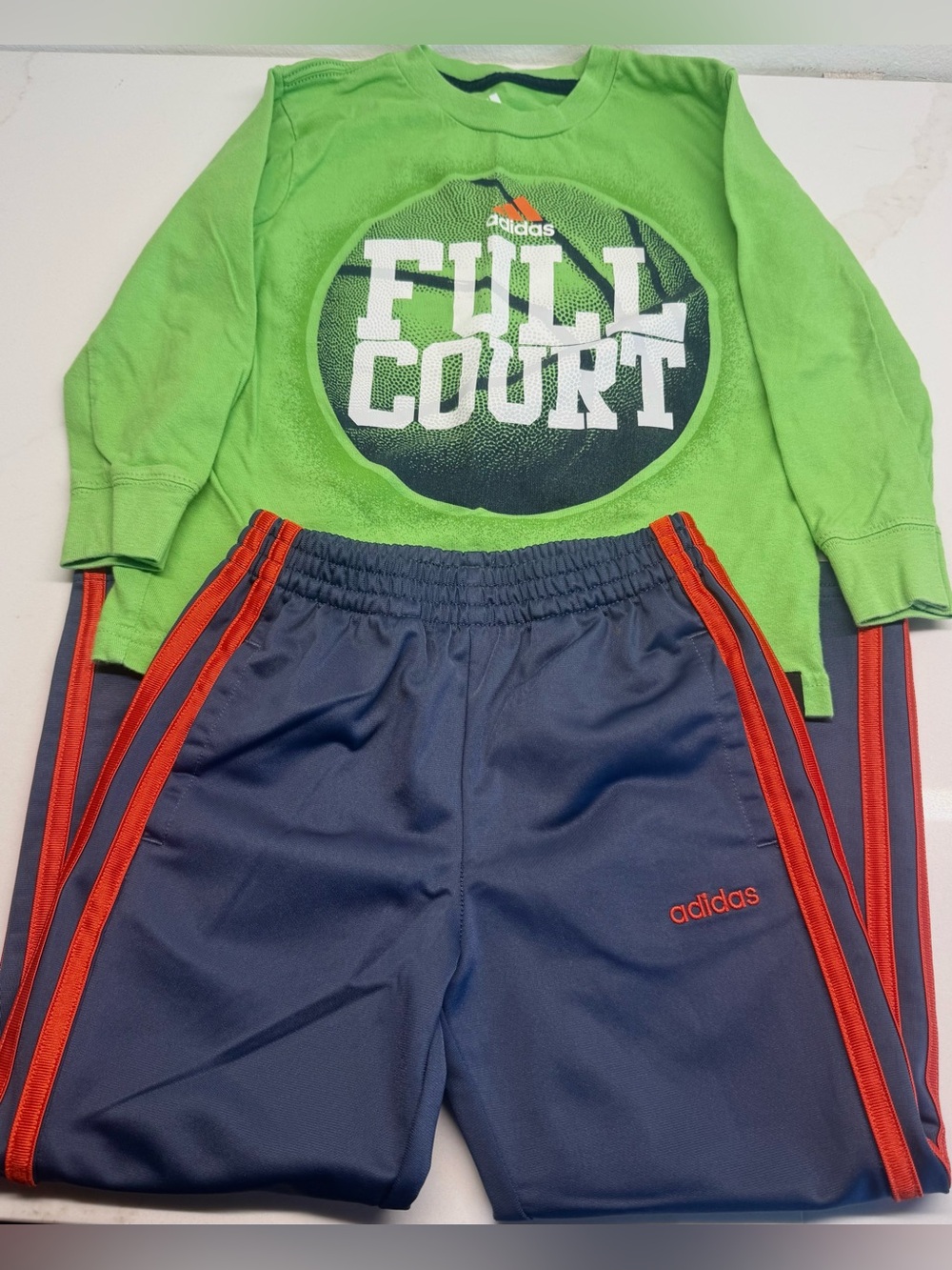 Adidas Boys Size 4 Matching Set Full Court Basketball Shirt Track Pants